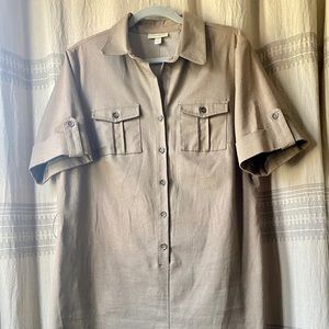 Dress Barn Size 16 Olive Khaki Green Collared Shirt Dress